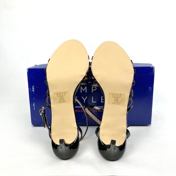 Simply Styled Kimberly Black Faux Patent Leather Strappy Open Toe Sandal, 10 - Picture 6 of 7